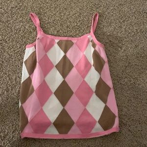 Pink argyle tank